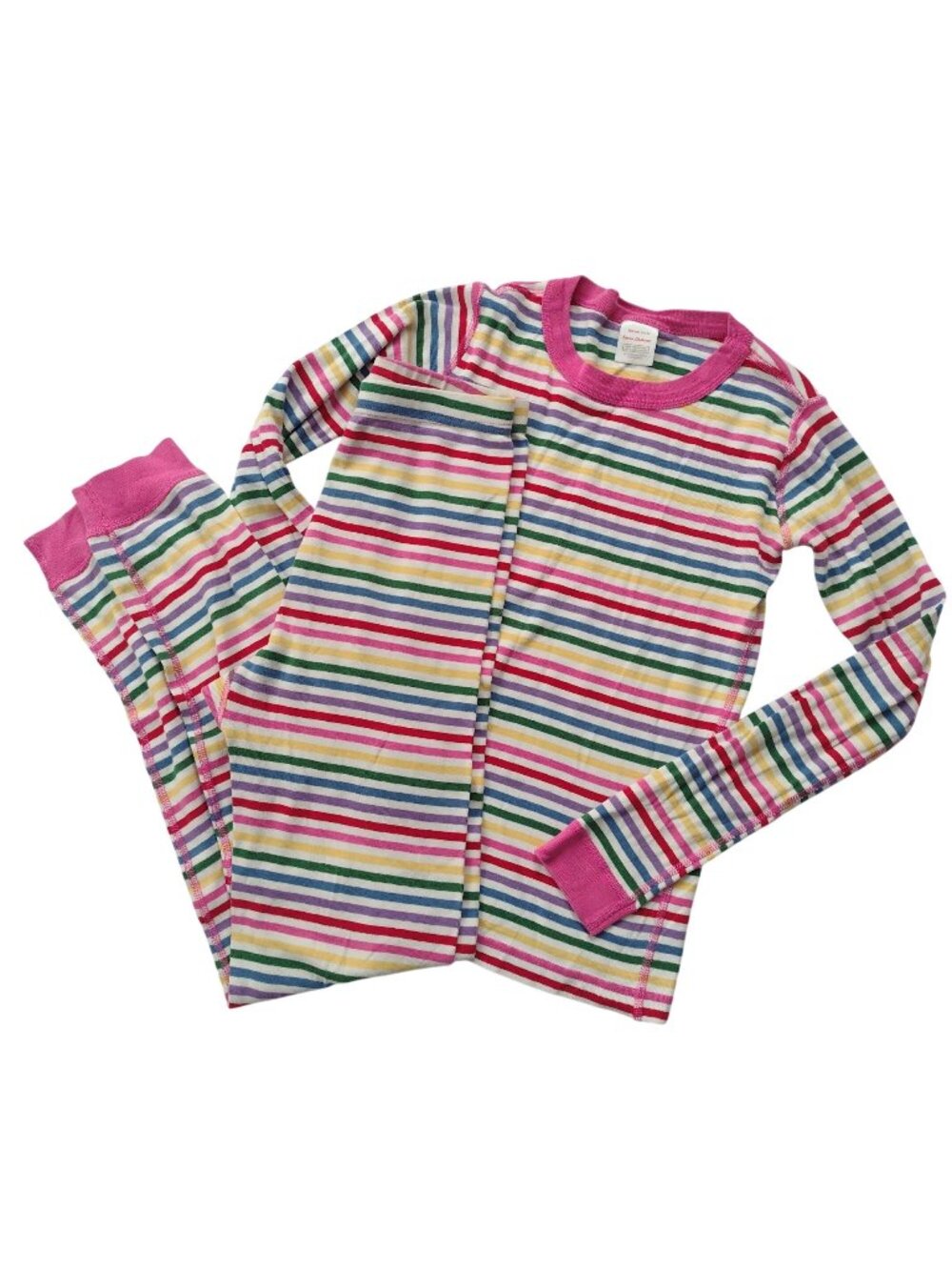 Hanna Andersson Girls Rainbow Stripe Pajamas 12 Organic Cotton Long Johns